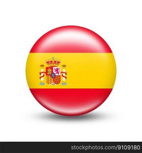 Spain country flag in sphere with white shadow - illustration. Spain country flag in sphere with white shadow
