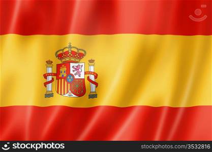 Spain flag, three dimensional render, satin texture. Spanish flag