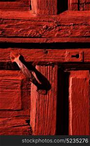 spain knocker lanzarote abstract door wood in the red brown
