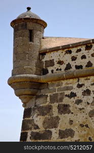 spain the old wall castle tower and door in teguise arrecife lanzarote