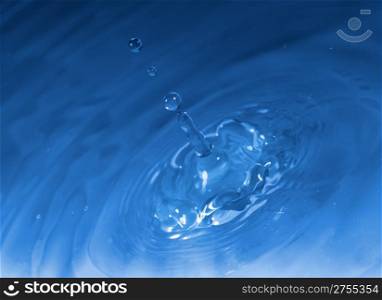 Spalsh watyer.High-speed shooting, a blue background