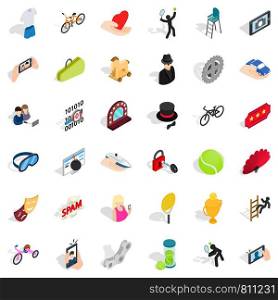 Spam icons set. Isometric style of 36 spam vector icons for web isolated on white background. Spam icons set, isometric style