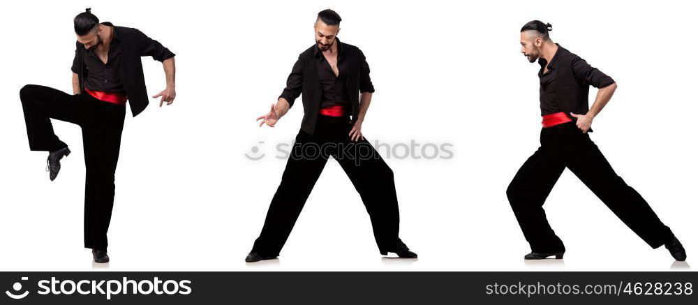 Spanish dancer in various poses on white