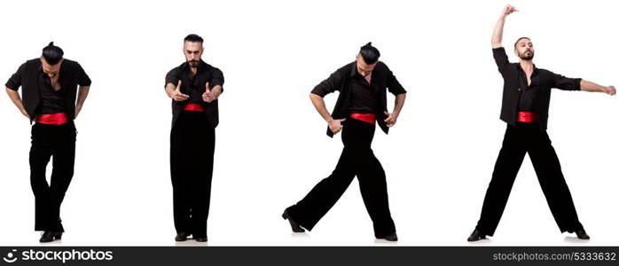 Spanish dancer in various poses on white