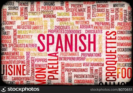 Spanish Food and Cuisine Menu Background with Local Dishes. Spanish Food Menu