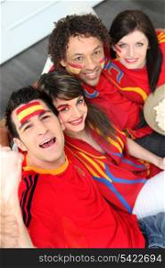 Spanish football fans at home