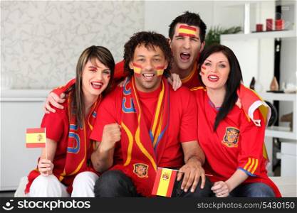Spanish football fans at home