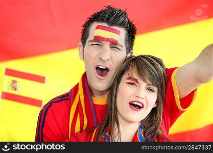 Spanish football fans singing