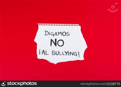 spanish let s say no bullying slogan