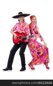 Spanish pair playing guitar and dancing