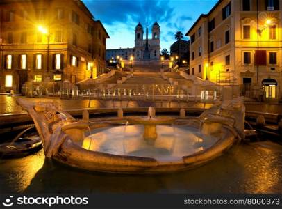 Spanish Steps and fountain in Rome, Italy