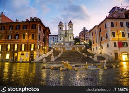 Spanish Steps at Spagna square in Rome in the morning