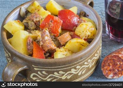 Spanish stew with chorizo sausage