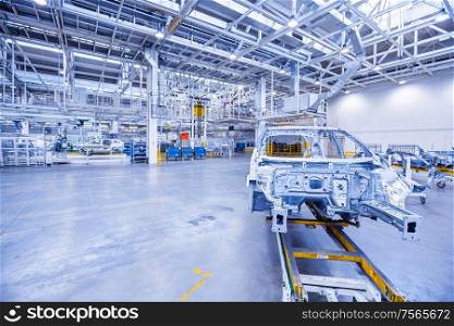 spare parts in a car factory. spare parts in a car plant