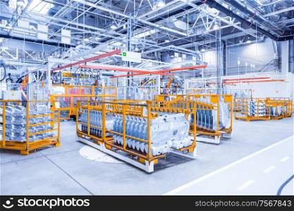 spare parts in a car factory. spare parts in a car plant