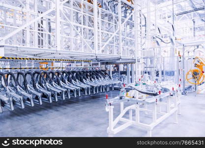 spare parts in a car factory. spare parts in a car plant