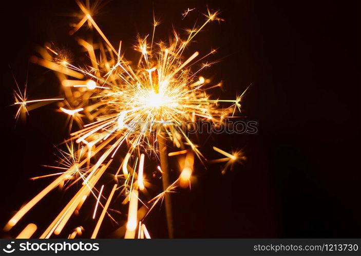 Sparkler background. Christmas and new year sparkler holiday background.