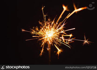 Sparkler burn set isolated on black background with clipping path