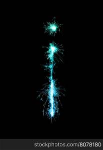 Sparkler firework light alphabet i (Small Letters) at night background