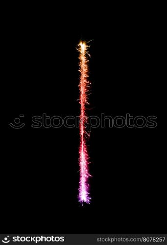 Sparkler firework light alphabet l (Small Letters) at night background