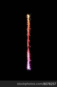Sparkler firework light alphabet l (Small Letters) at night background