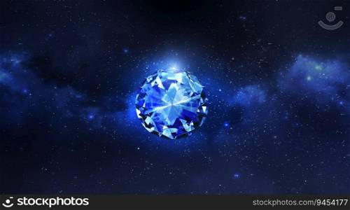 sparkling diamonds floating in the Planet view from space