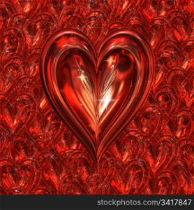 sparkling heart. big red sparkling metallic heart on a sparkly background