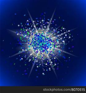 Sparkling Texture. Star Flash. Glitter Particles Pattern. Explosion on Blue Background. Star Dust.. Glitter Particles Pattern. Star Dust.