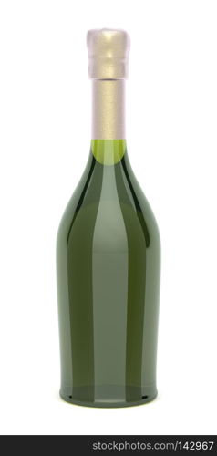 Sparkling wine bottle on white background