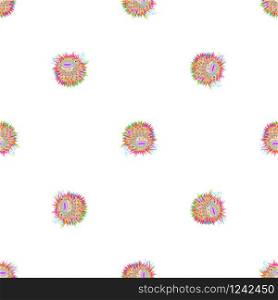 Sparse seamless pattern illustrating a porcupine fish in various positions, items isolated on white
