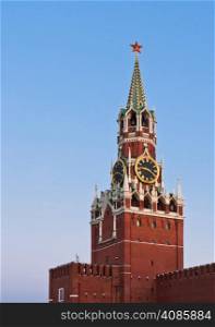 Spasskaya tower or Savior&rsquo;s tower of Moscow Kremlin, Russia