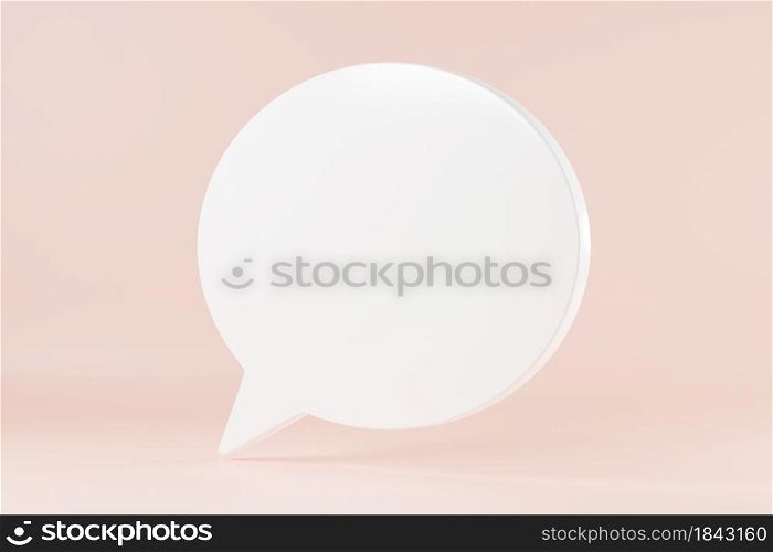 Speak bubble text, talk chatting box, thinking sign symbol, message box outline cartoon, Speech bubble icon on pink pastel background, 3D rendering illustration