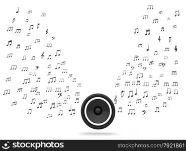 Speaker And Musical Notes Showing Music Audio Or Sound System