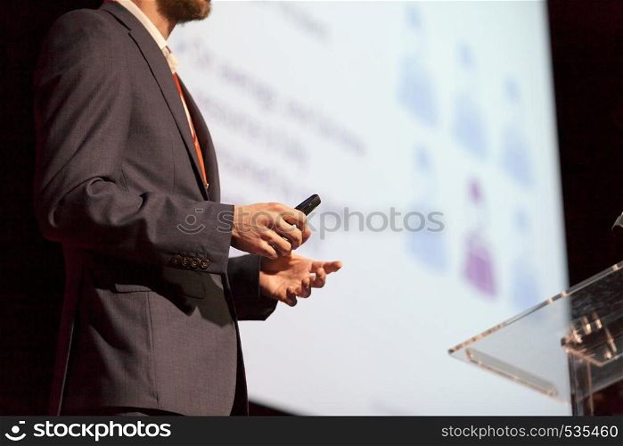Speaker at business conference or presentation