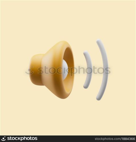 Speaker icon with max volume simple 3d render illustration on pastel background with soft shadows. Speaker icon with max volume simple 3d render illustration on pastel background