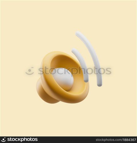 Speaker icon with max volume simple 3d render illustration on pastel background with soft shadows. Speaker icon with max volume simple 3d render illustration on pastel background
