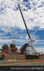 special crane equipment working for global road reconstruction