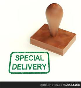 Special Delivery Stamp Shows Secure And Important Shipping. Special Delivery Stamp Showing Secure And Important Shipping