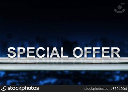 Special offer on metal railing with blurred background