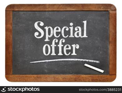 special offer sign - text on a vintage slate blackboard