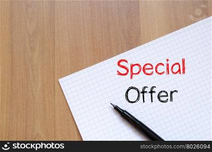 Special offer text concept write on notebook