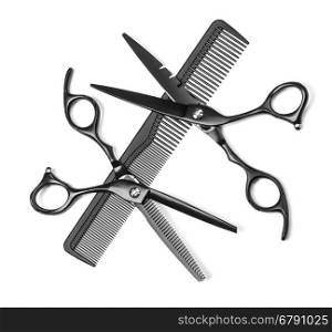 Special scissors for hairdresser operation and a hairbrush
