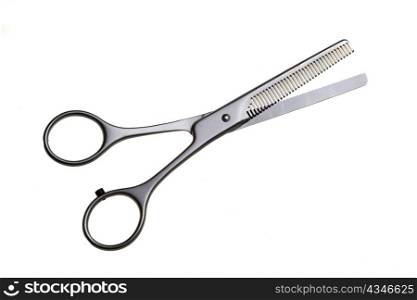 Special scissors for work of hairdresser, for hairstyle and for giving hairdress of final form, gear