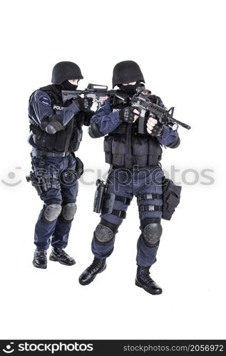 Special weapons and tactics SWAT team in action