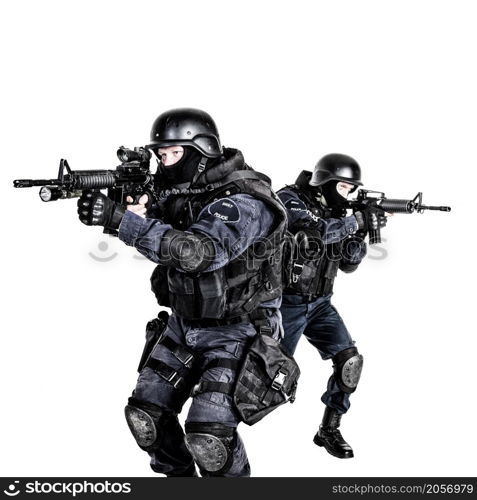 Special weapons and tactics (SWAT) team in action