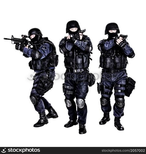 Special weapons and tactics (SWAT) team in action