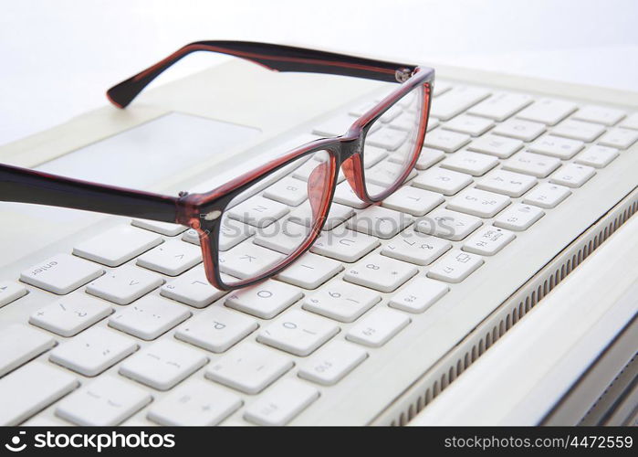 Spectacles on laptop