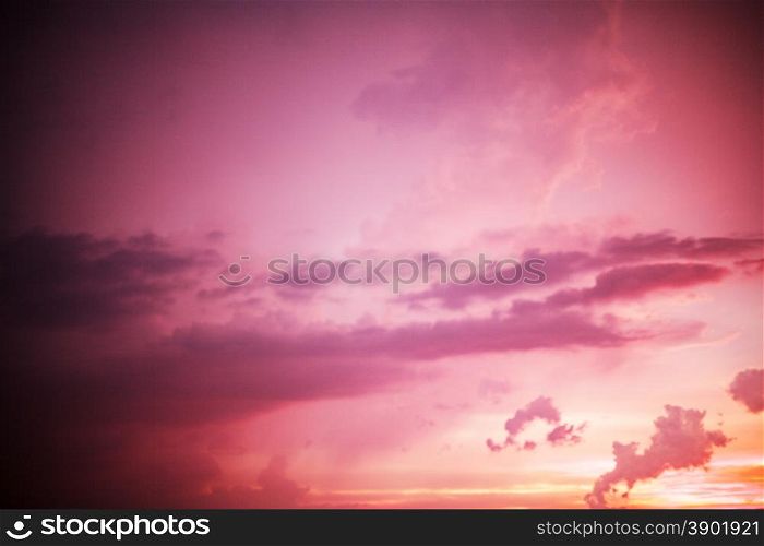Spectacular purple and orange sunset background sky texture for weather,