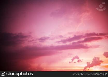 Spectacular purple and orange sunset background sky texture for weather,