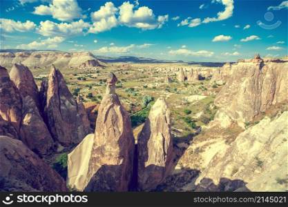 Spectacular rocks formations near Goreme, Cappadocia, Turkey. Spectacular rocks formations in Cappadocia